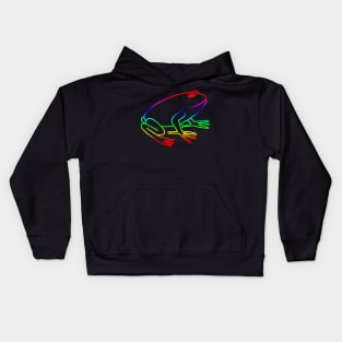 Rainbow Frog Line Drawing Kids Hoodie